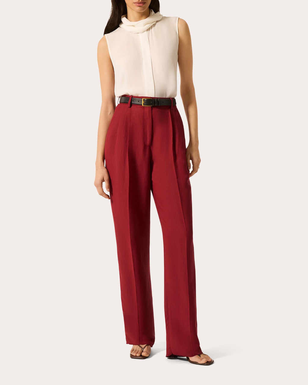 Silk Georgette Sleeveless Bow Blouse