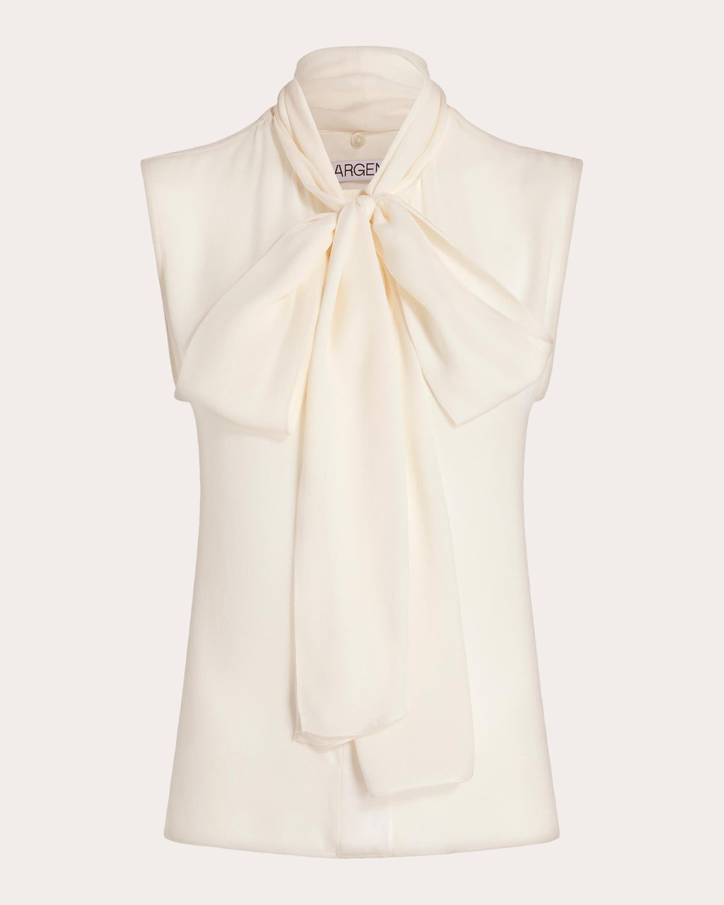 Silk Georgette Sleeveless Bow Blouse