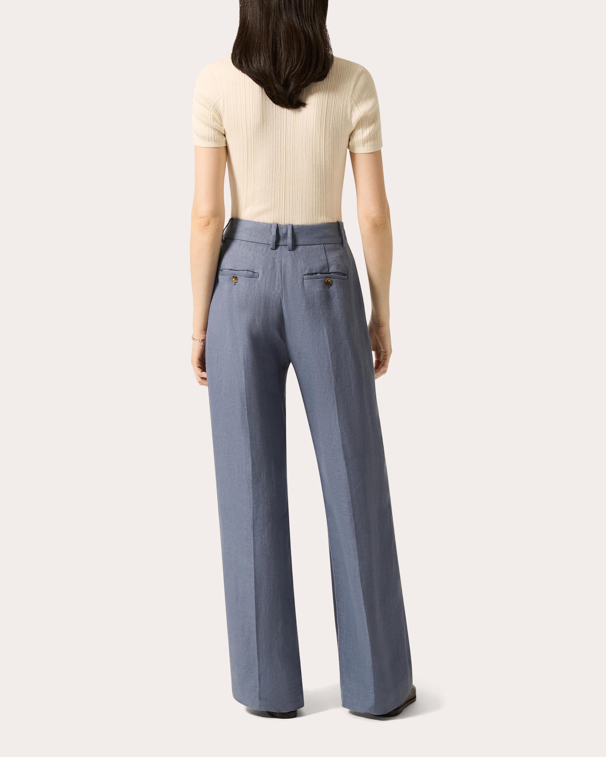 Soho Basket Weave Linen Creased Trousers