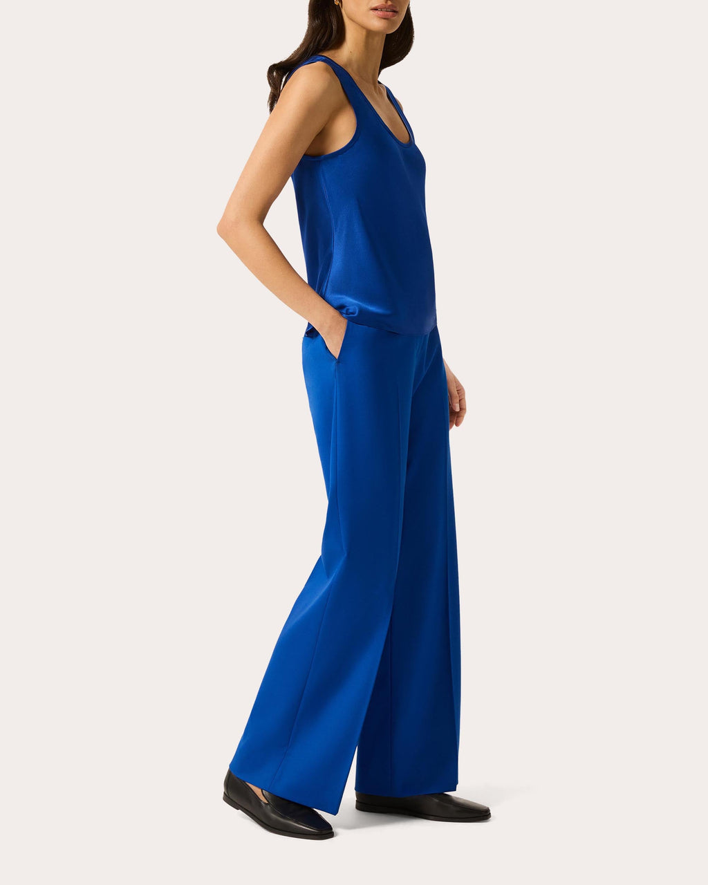 Silk Charmeuse Scoop Neck Tank Top