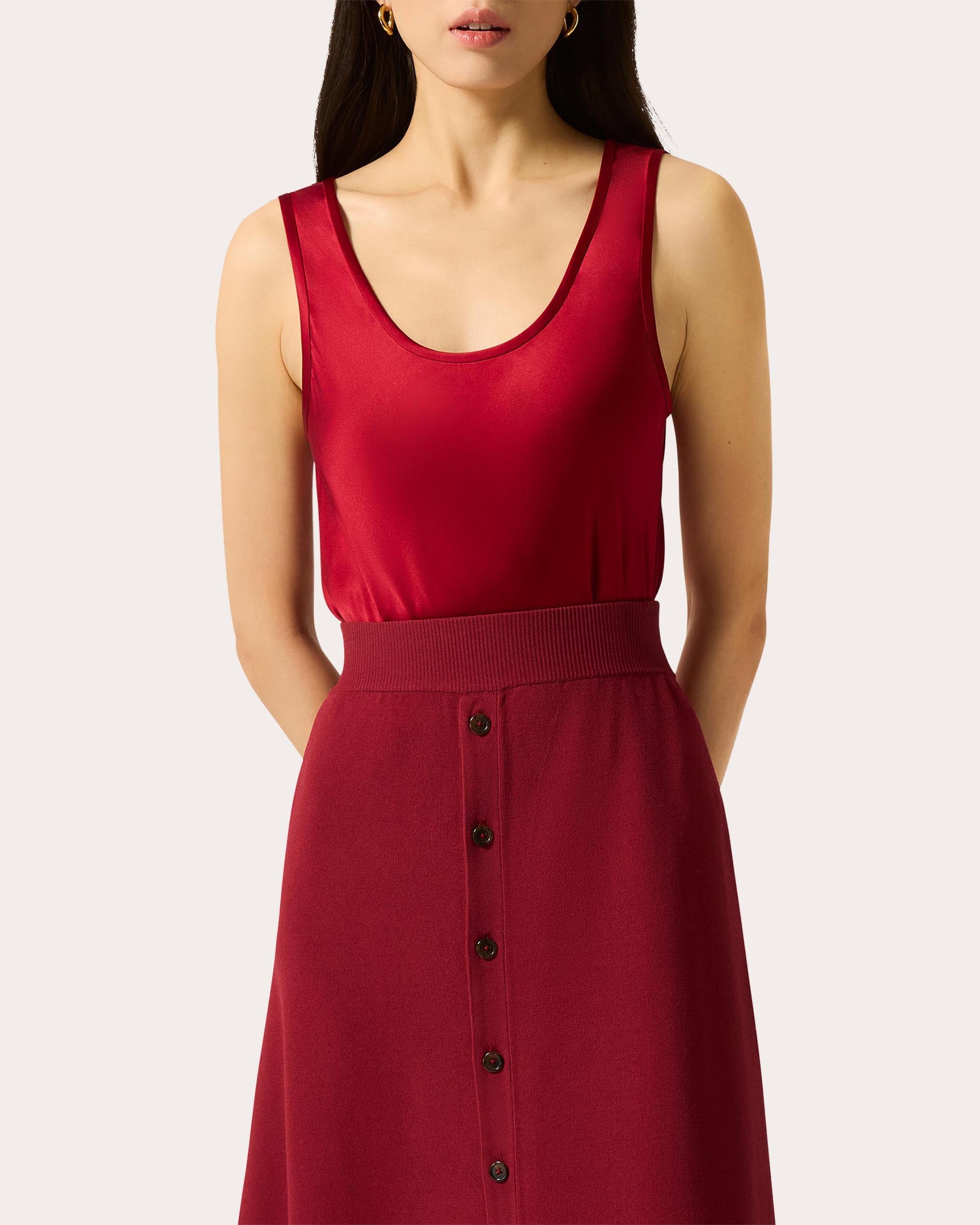 Silk Charmeuse Scoop Neck Tank Top