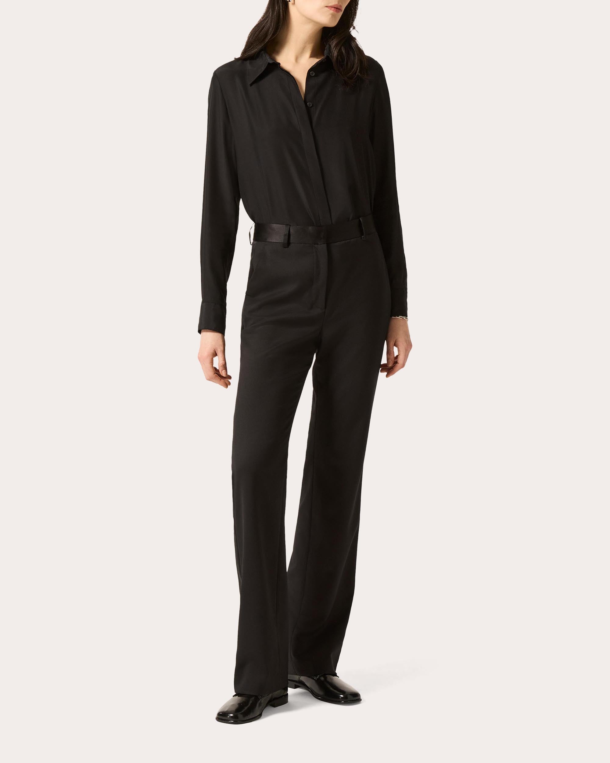 Seasonless Wool Silk-Trim Tuxedo Trousers