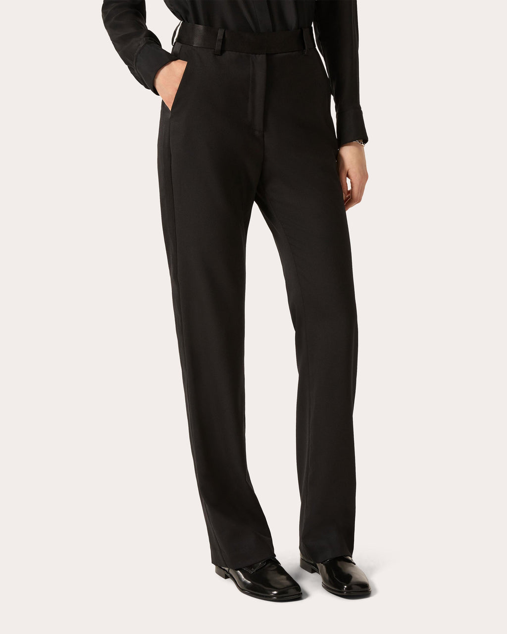 Seasonless Wool Silk-Trim Tuxedo Trousers