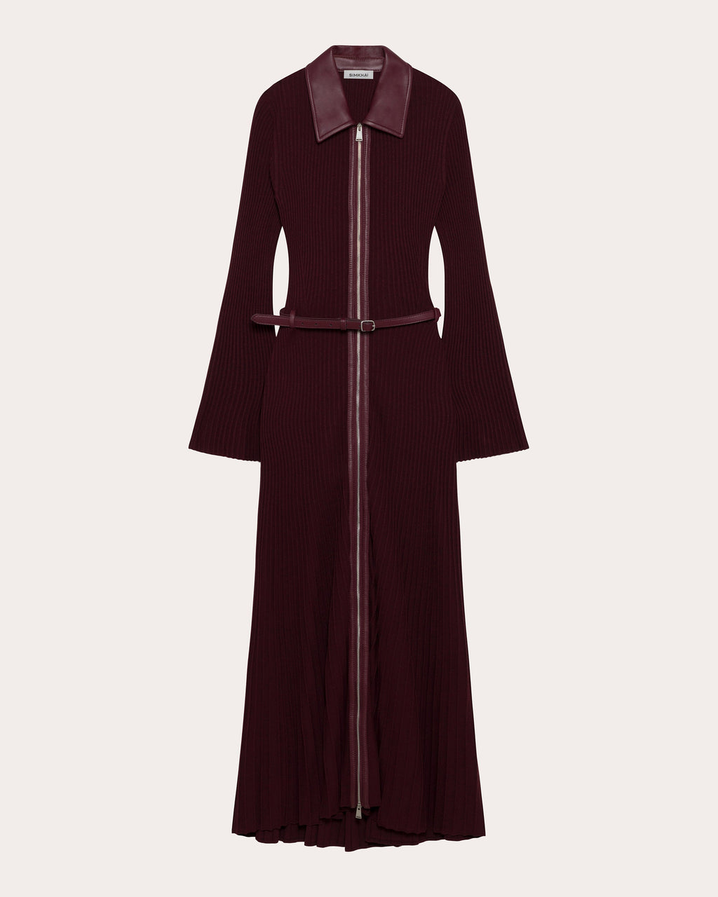 Ismelle Knit Collared Zip-Front Midi Dress