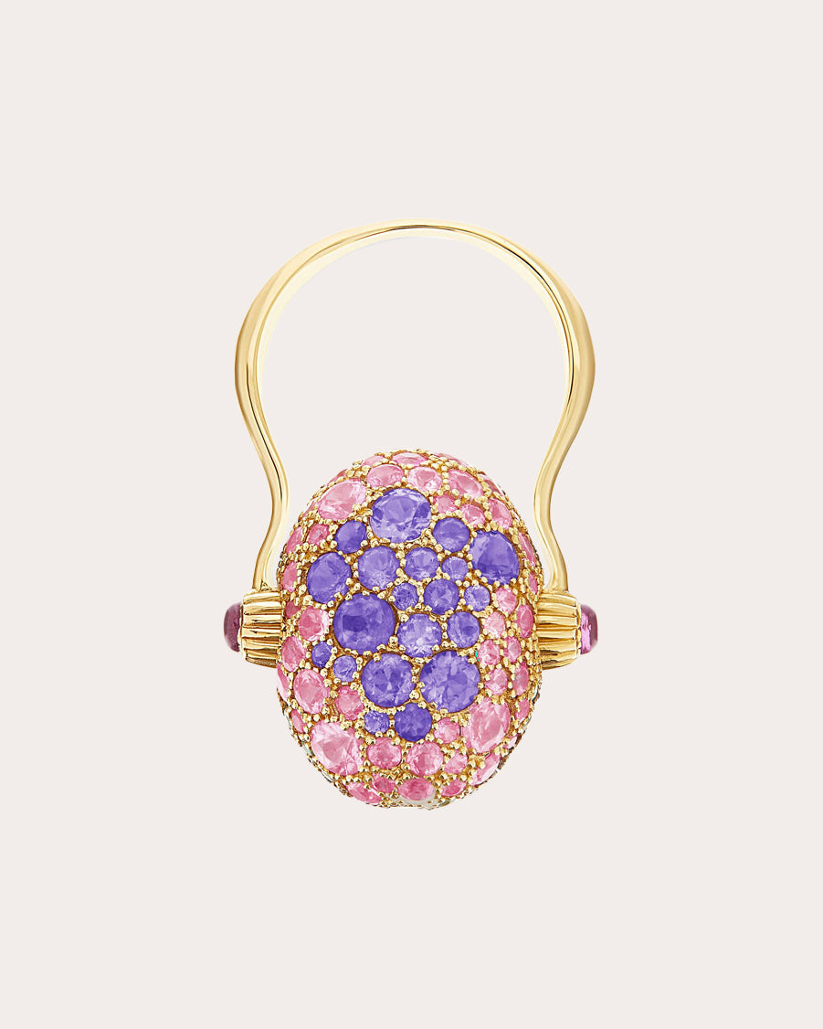 Labradorite & Amethyst 18k Gold Reversible Ring