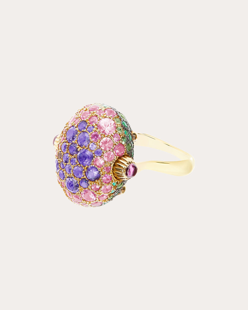 Labradorite & Amethyst 18k Gold Reversible Ring