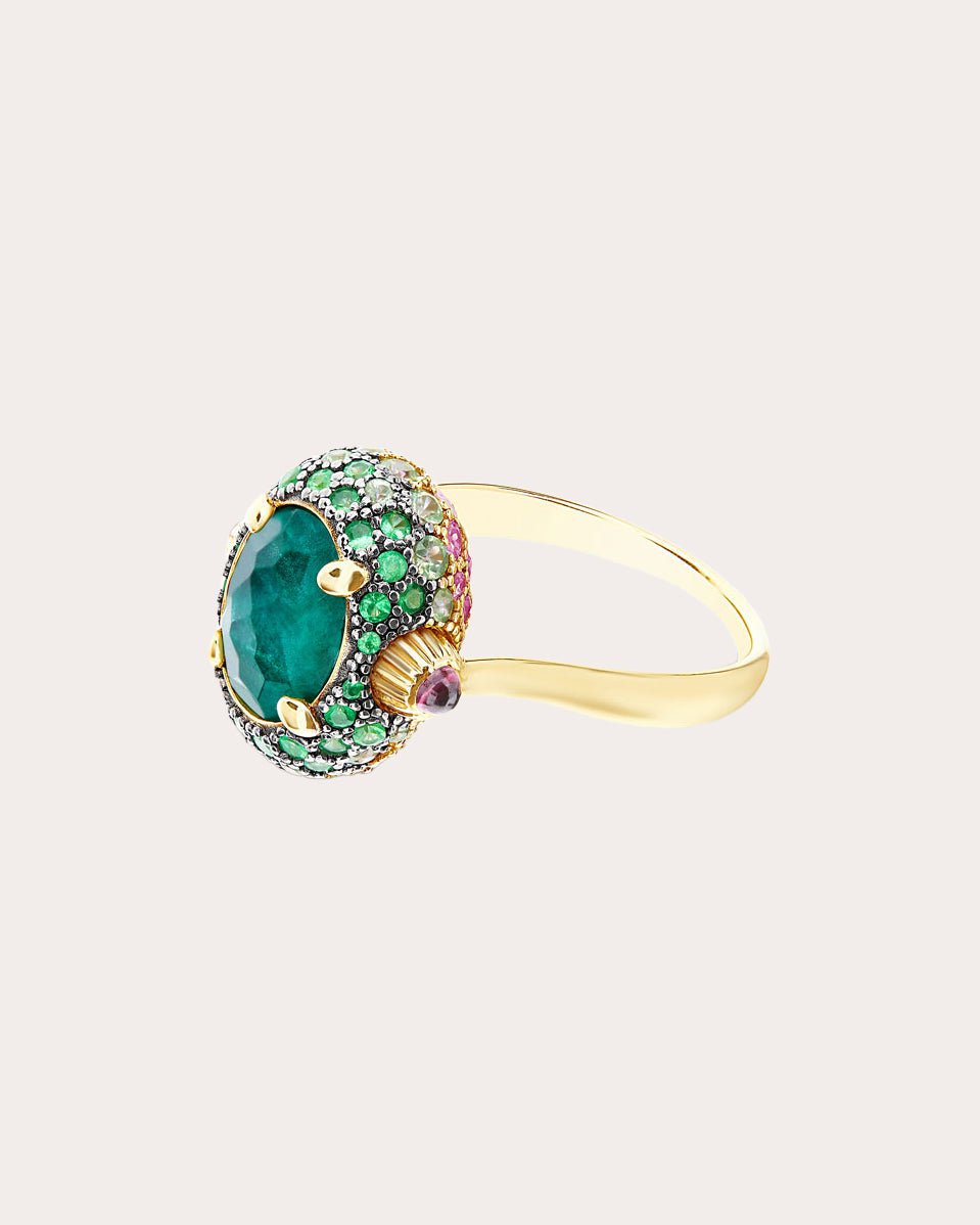 Labradorite & Amethyst 18k Gold Reversible Ring
