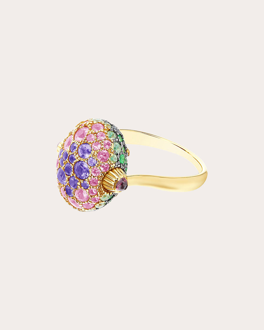 Labradorite & Amethyst 18k Gold Reversible Ring