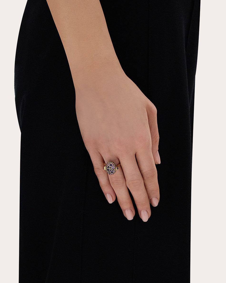 Labradorite & Amethyst 18k Gold Reversible Ring