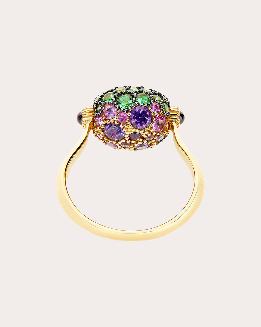 Labradorite & Amethyst 18k Gold Reversible Ring