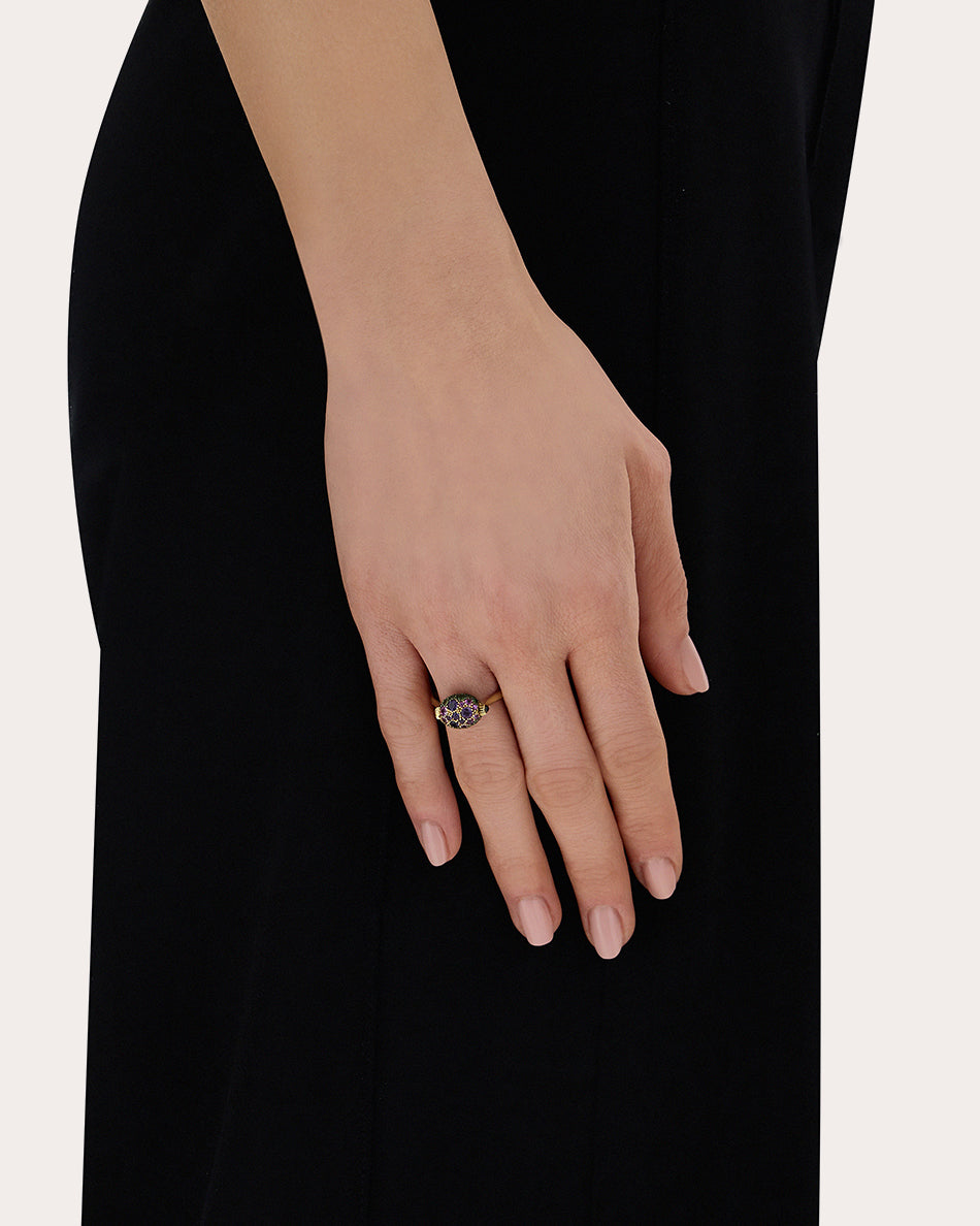 Labradorite & Amethyst 18k Gold Reversible Ring