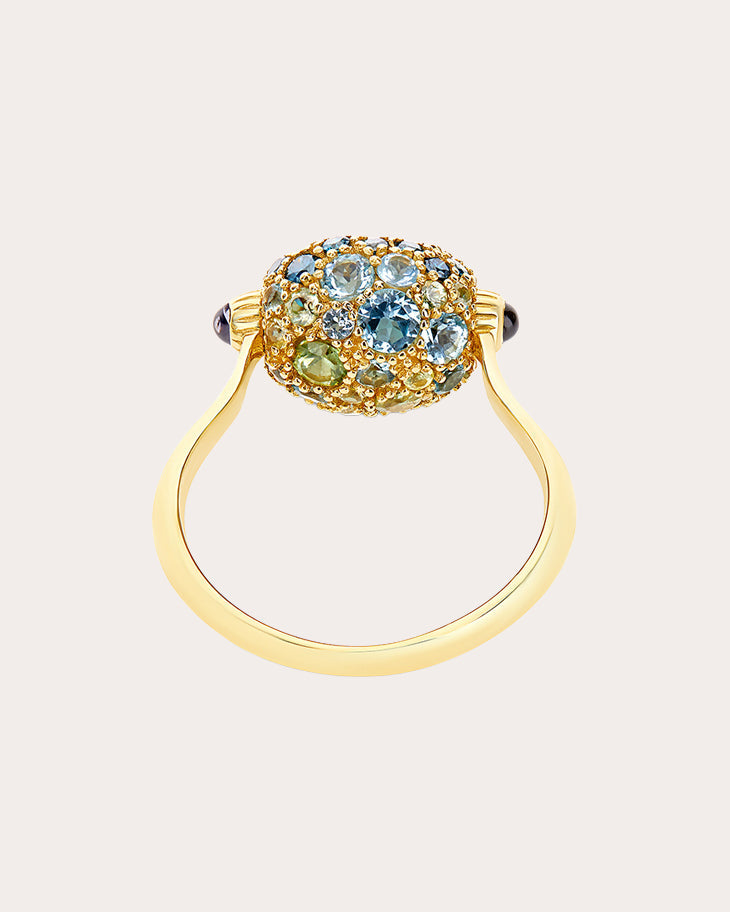Sapphire & Blue Topaz 18k Gold Reversible Ring