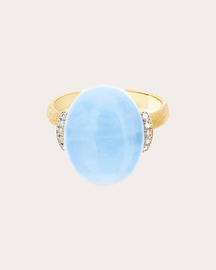 Aquamarine & Diamond 18k Gold Large Azure Ring
