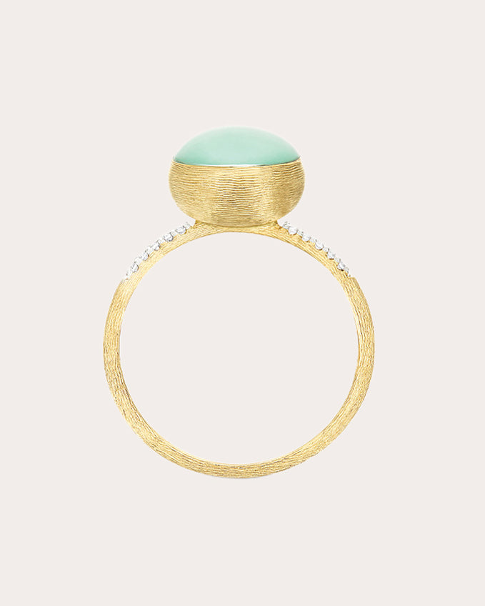 Jadeite & Diamond 18k Gold Small Boules Ring