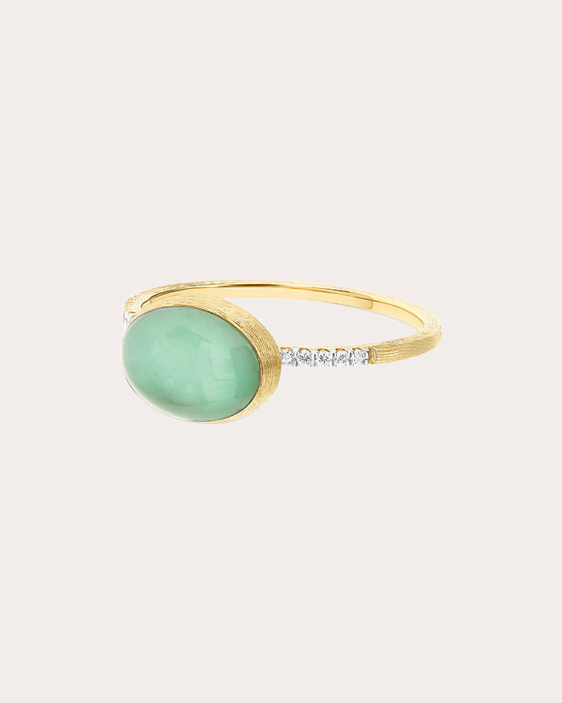 Jadeite & Diamond 18k Gold Small Boules Ring