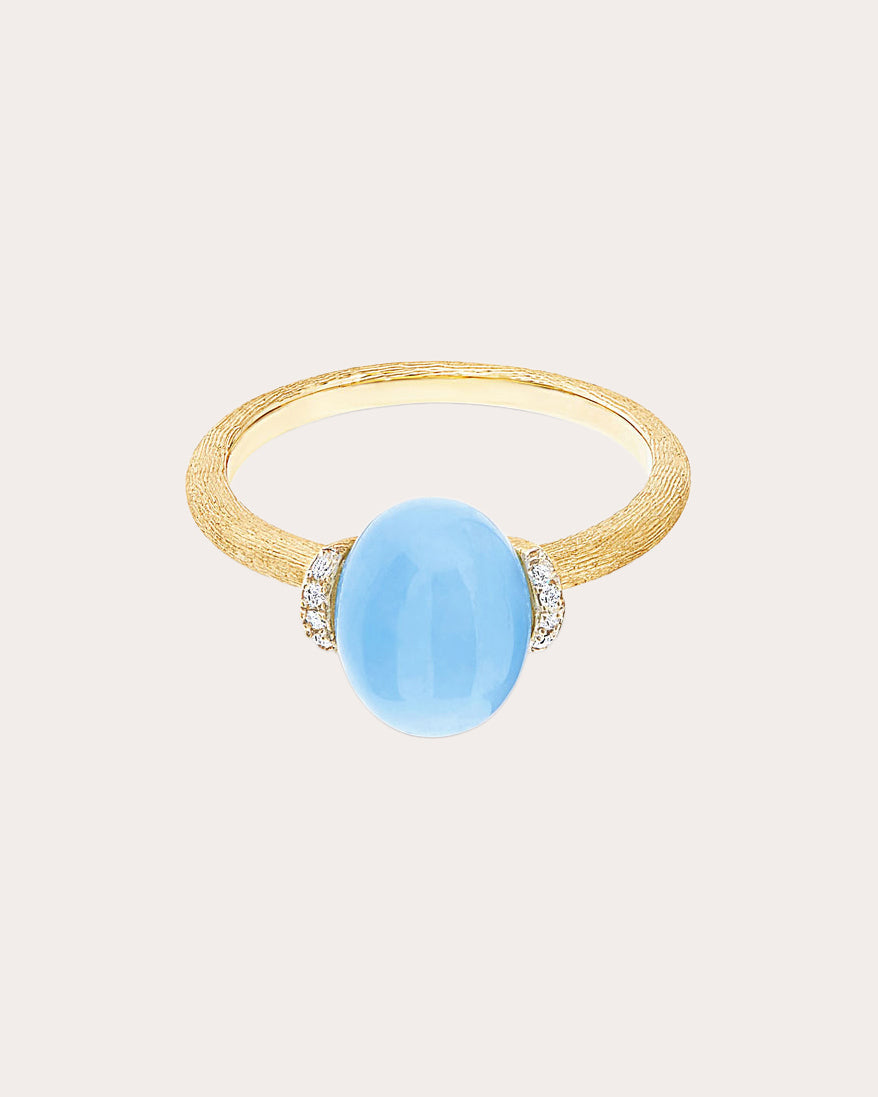 Diamond & Aquamarine 18k Gold Small Azure Ring