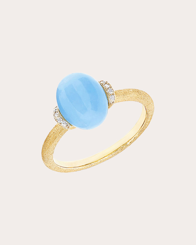 Diamond & Aquamarine 18k Gold Small Azure Ring