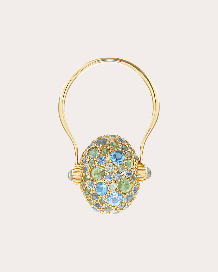 Green Sapphire & Blue Topaz 18k Gold Reversible Ring