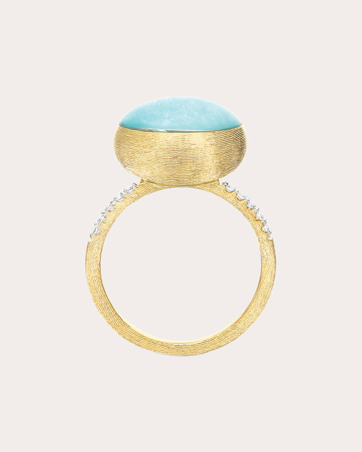 Amazonite & Diamond 18k Gold Medium Boules Ring