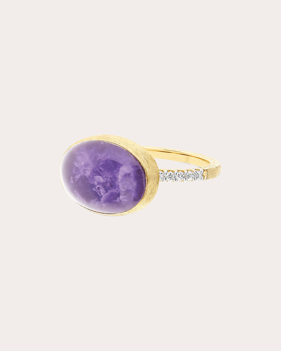 Diamond & Lepidolite 18k Gold Medium Violetta Ring