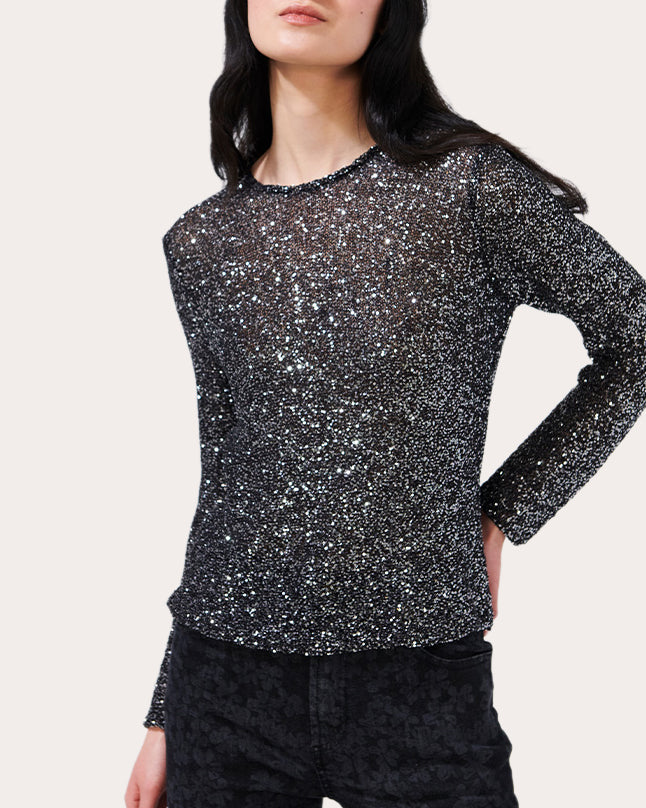 Moonshine Sequin-Embellished Knit Top