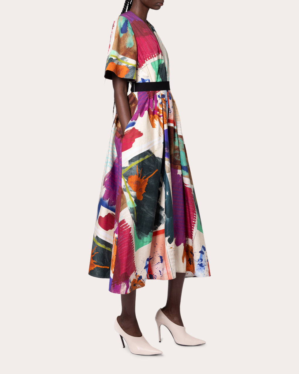 Sana Abstract Cotton Fit & Flare Midi Dress