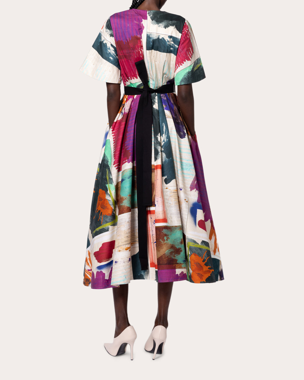 Sana Abstract Cotton Fit & Flare Midi Dress