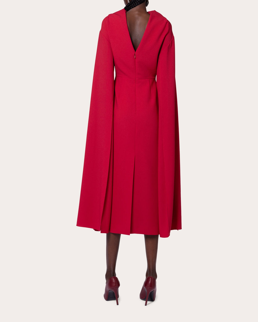 Nour Crepe Cape-Sleeve Midi Dress