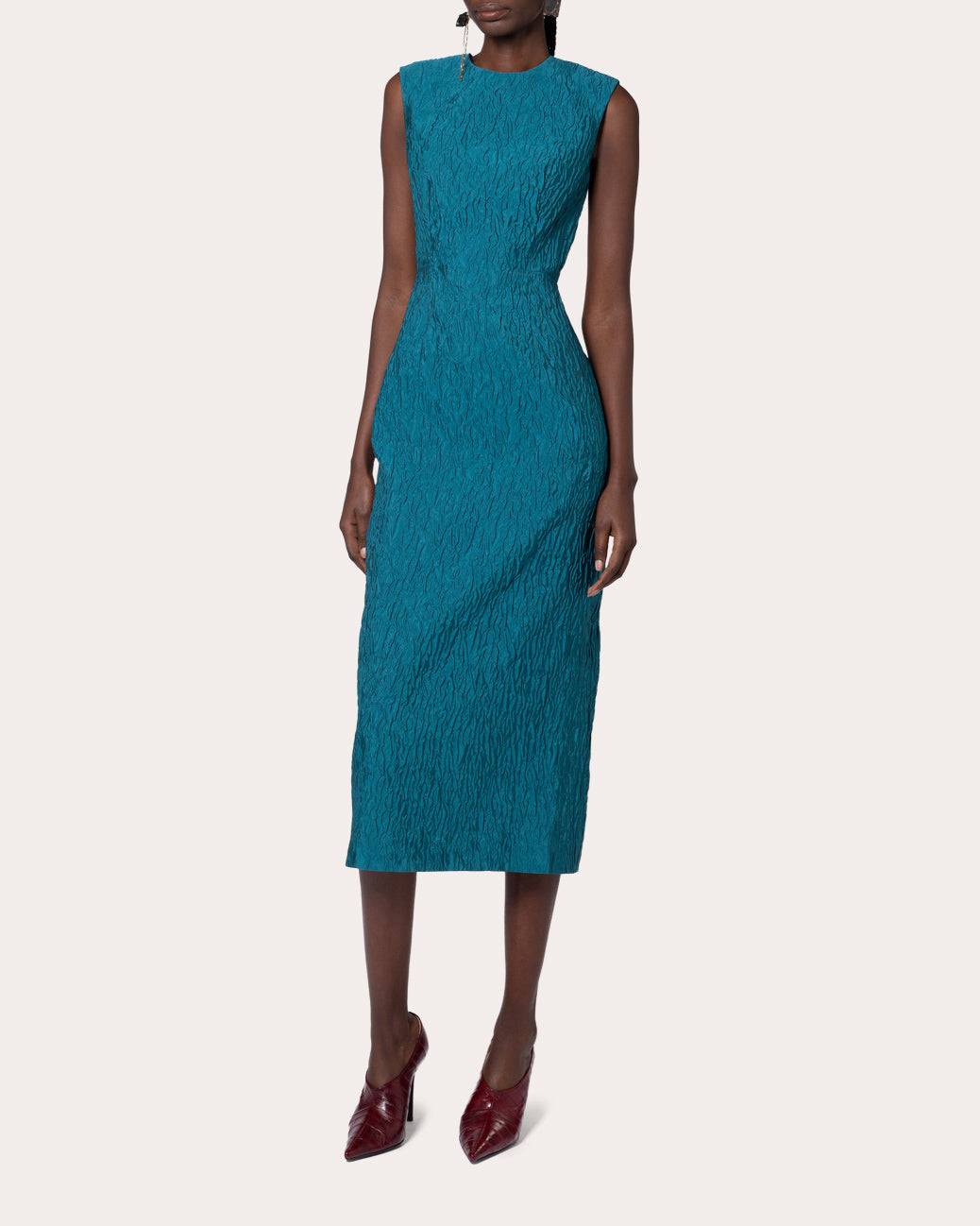 Surah Cloqué Sleeveless Midi Dress