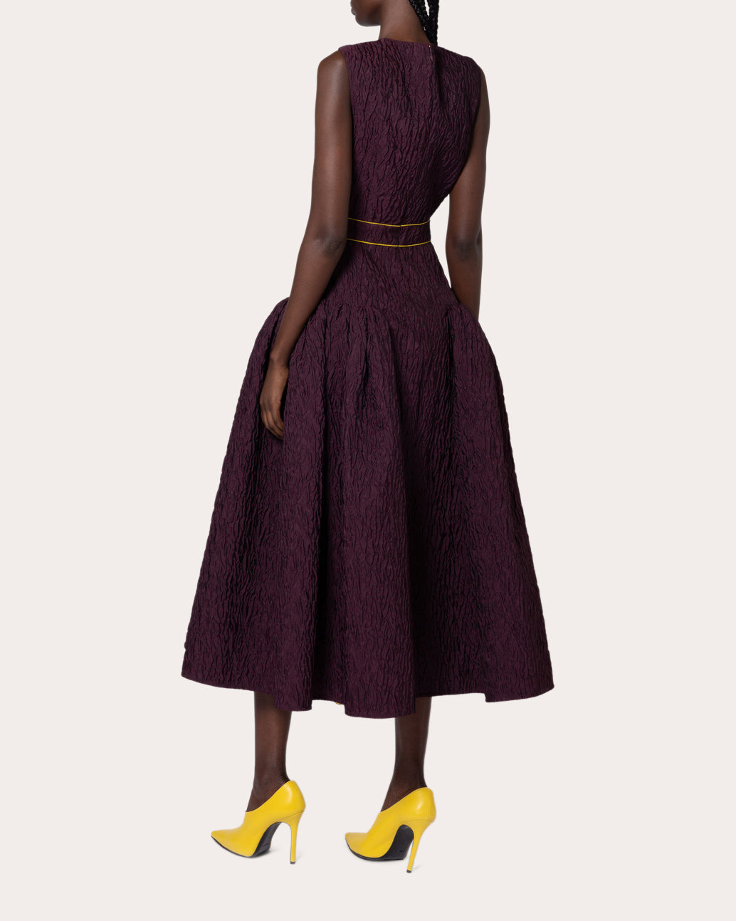 Aya Cloqué Gathered Midi Dress