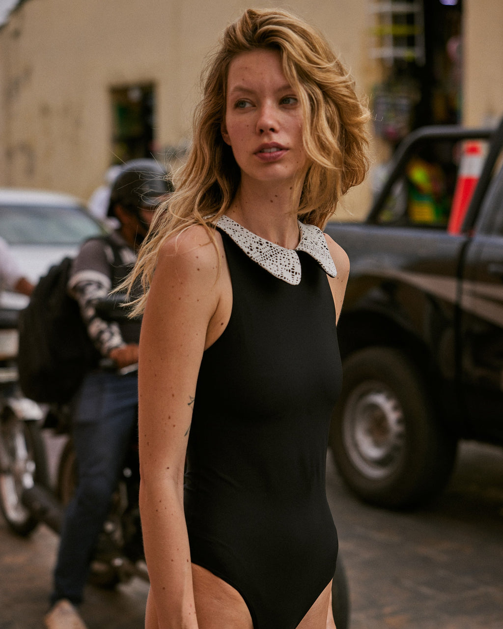 Silvia Floral Mesh Collared One-Piece