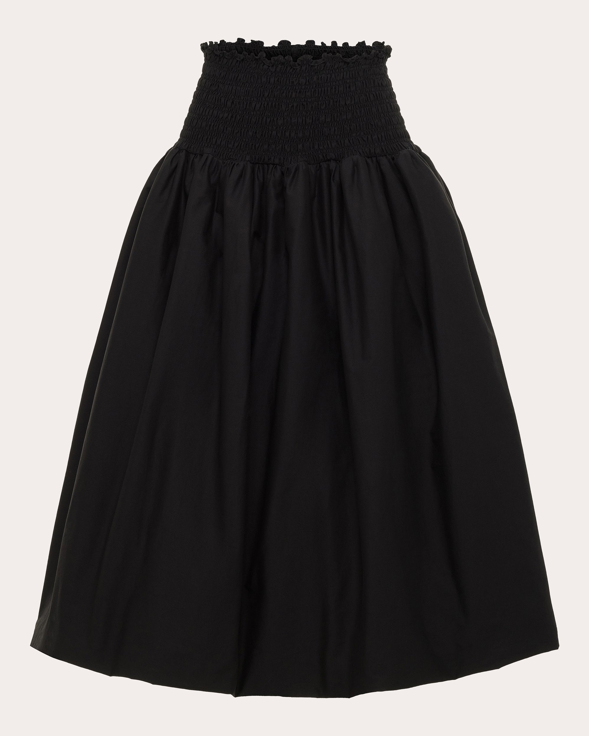 Roma Smocked Cotton Poplin Midi Skirt