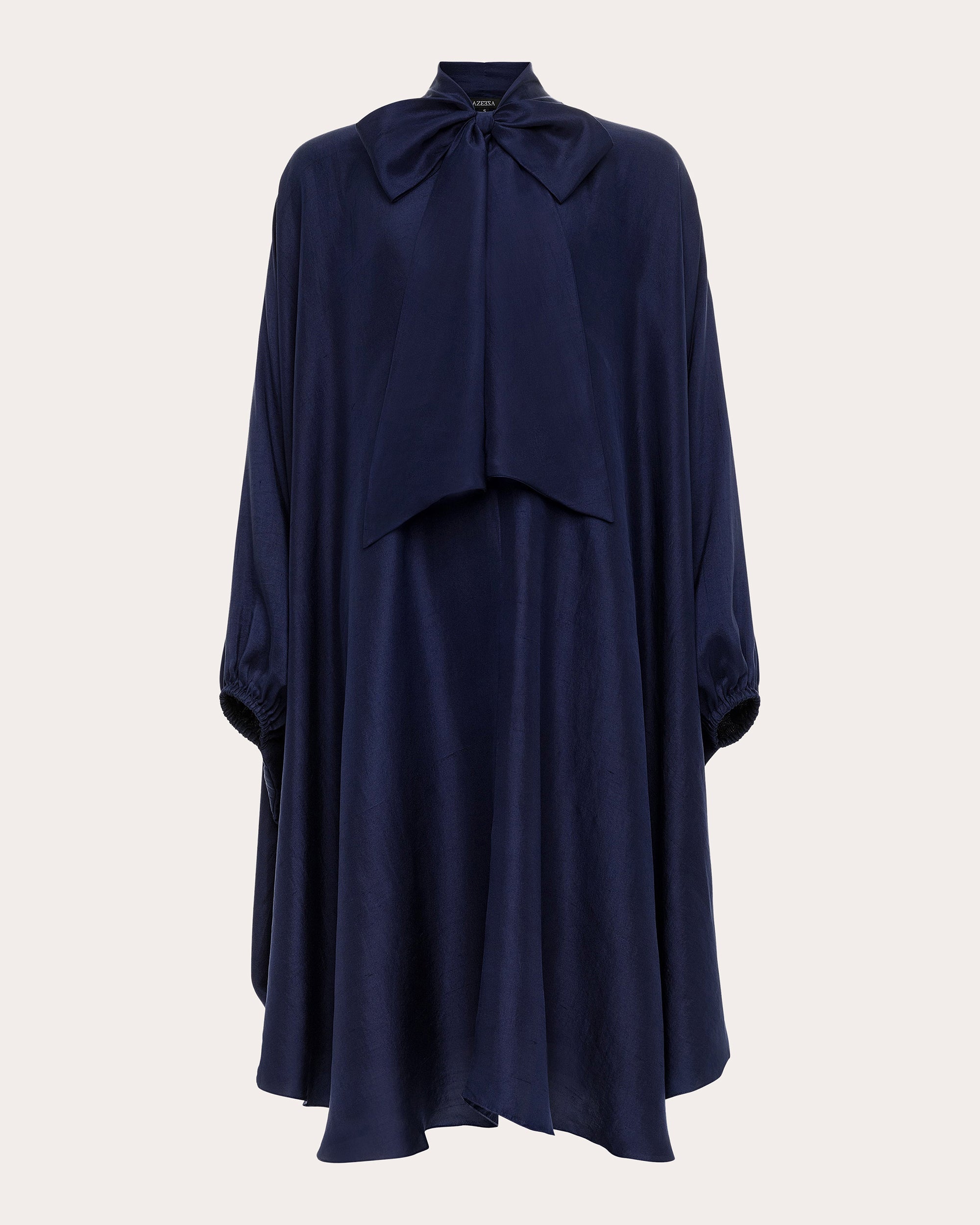 Emlyn Silk Tie-Neck Cape Midi Dress