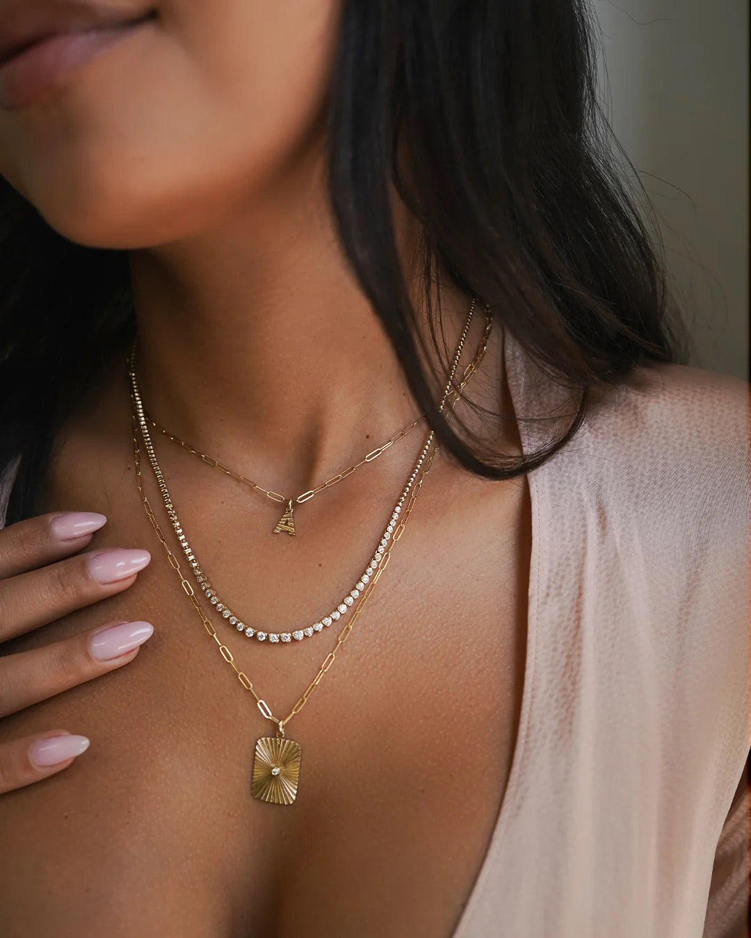 14K Gold Fluted Initial Pendant