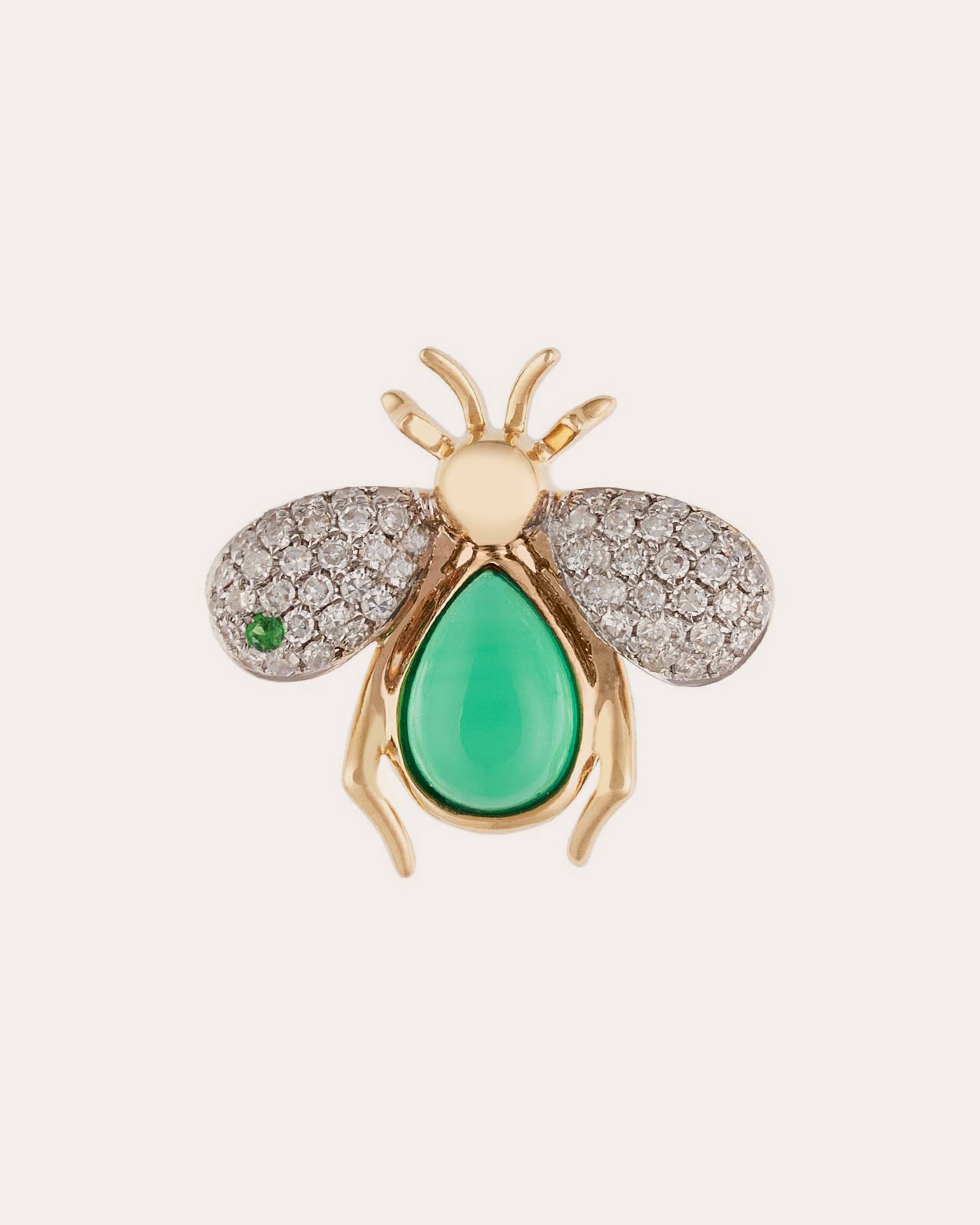Abeja Real 18K Gold Jade and Diamond Single Ear Cuff