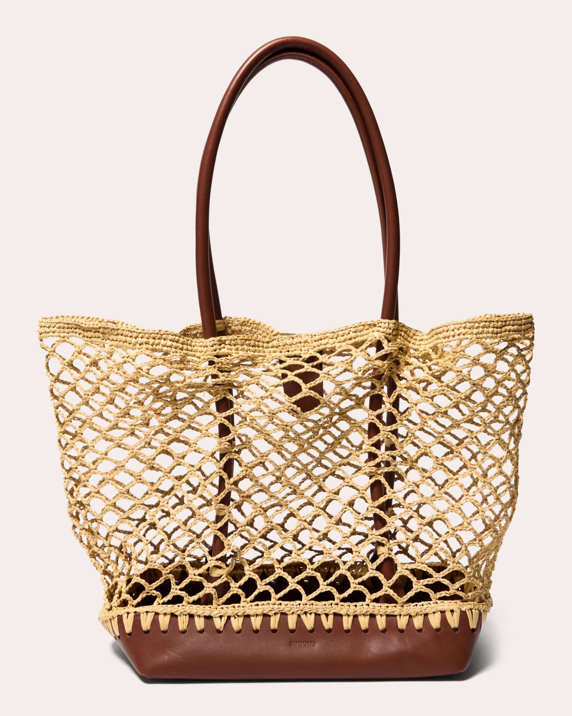 Caspian Woven Raffia Leather Tote Bag