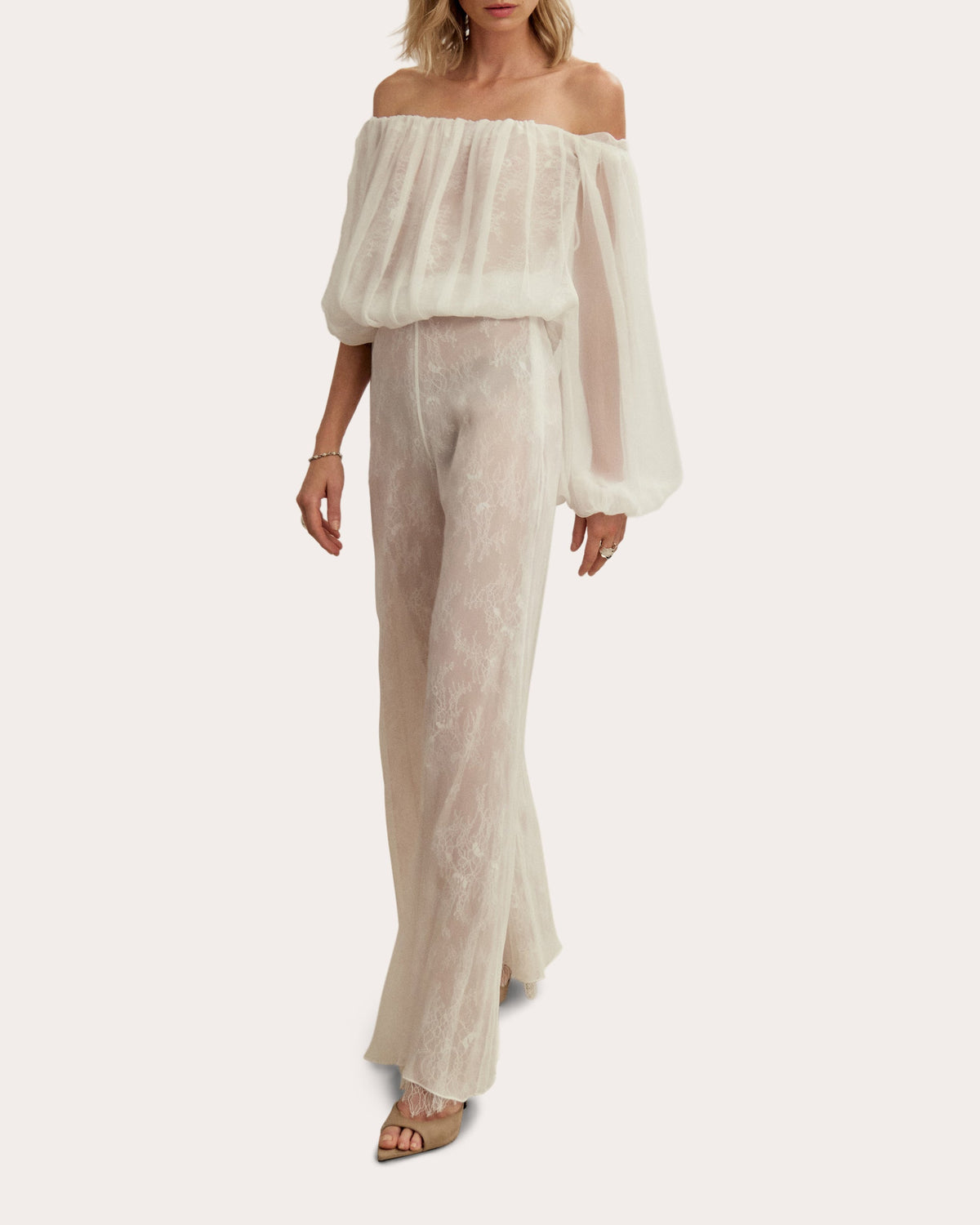 Magnolia Sheer Lace Wide-Leg Pants