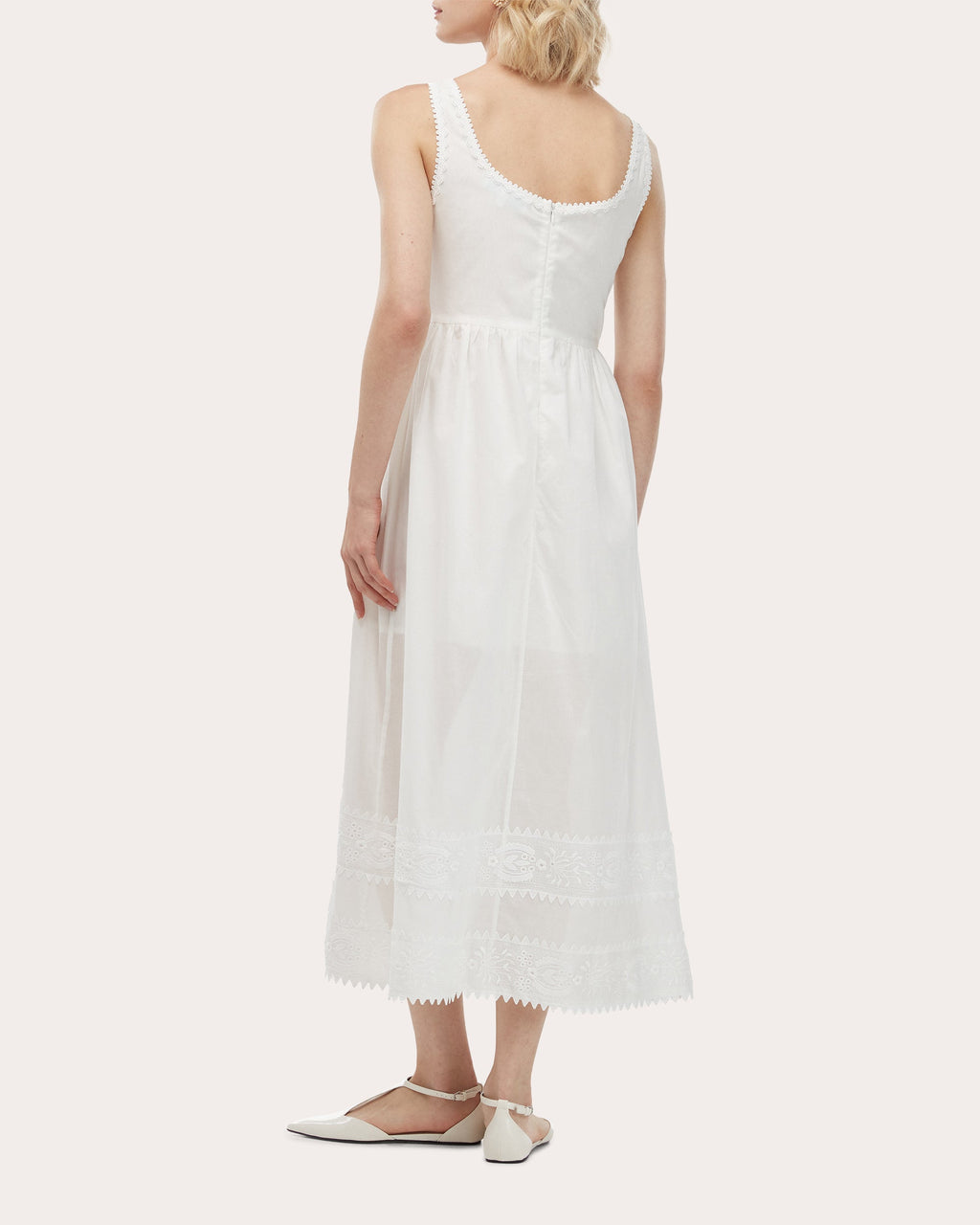 Alba Embroidered Cotton Corset Midi Dress