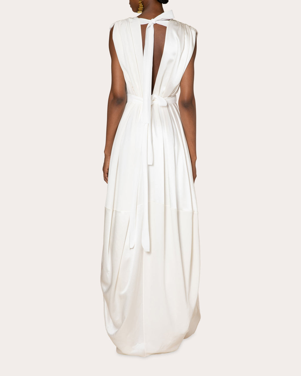 Aldona Gathered Silk-Satin Gown