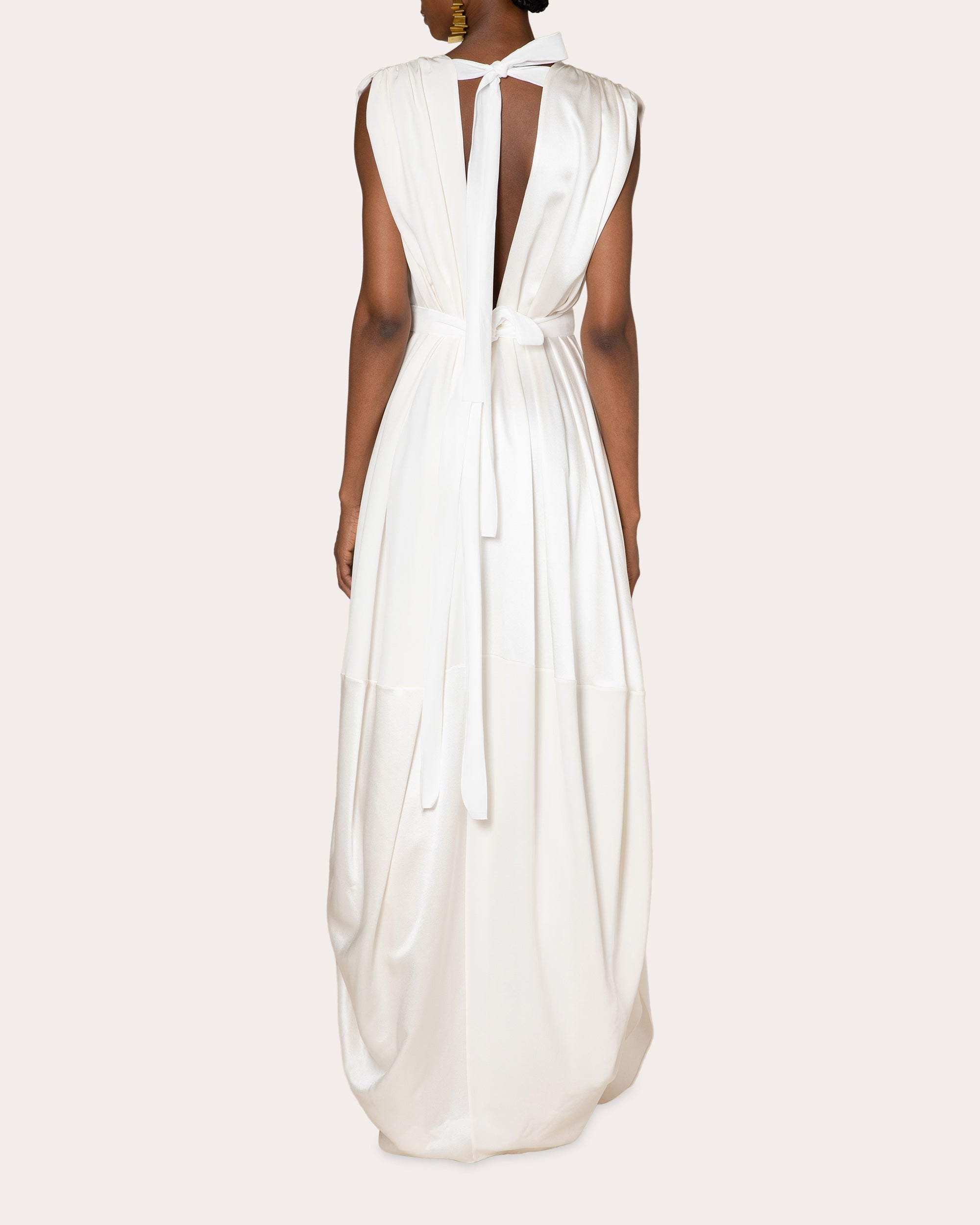 Aldona Gathered Silk-Satin Gown
