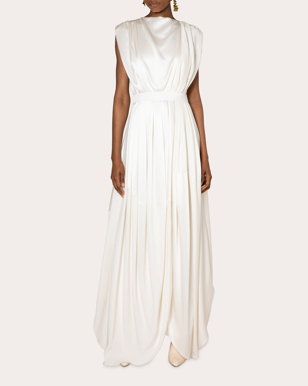 Aldona Gathered Silk-Satin Gown