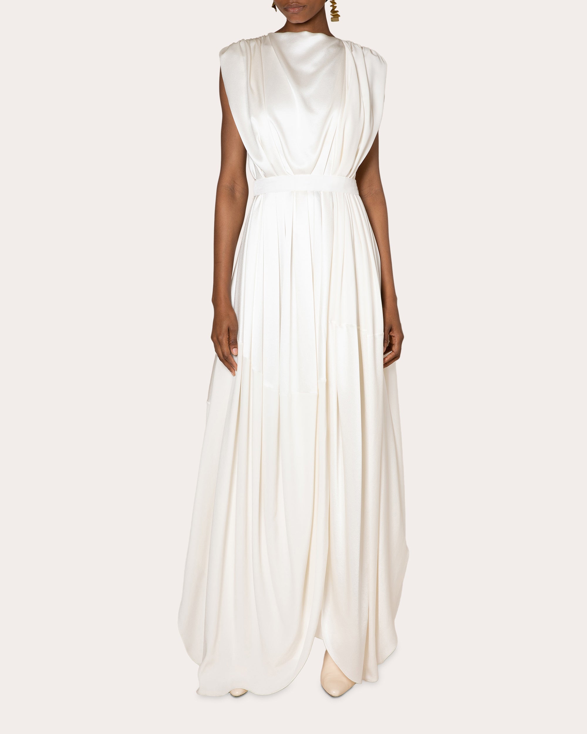 Aldona Gathered Silk-Satin Gown