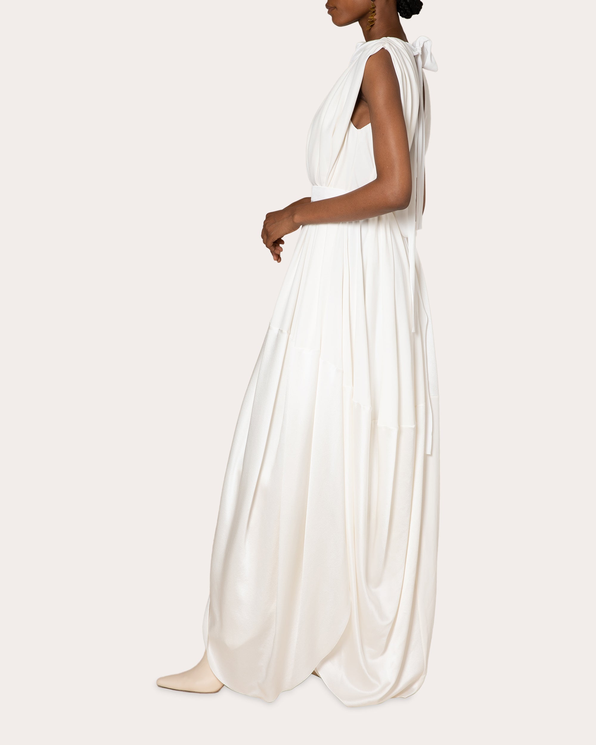 Aldona Gathered Silk-Satin Gown