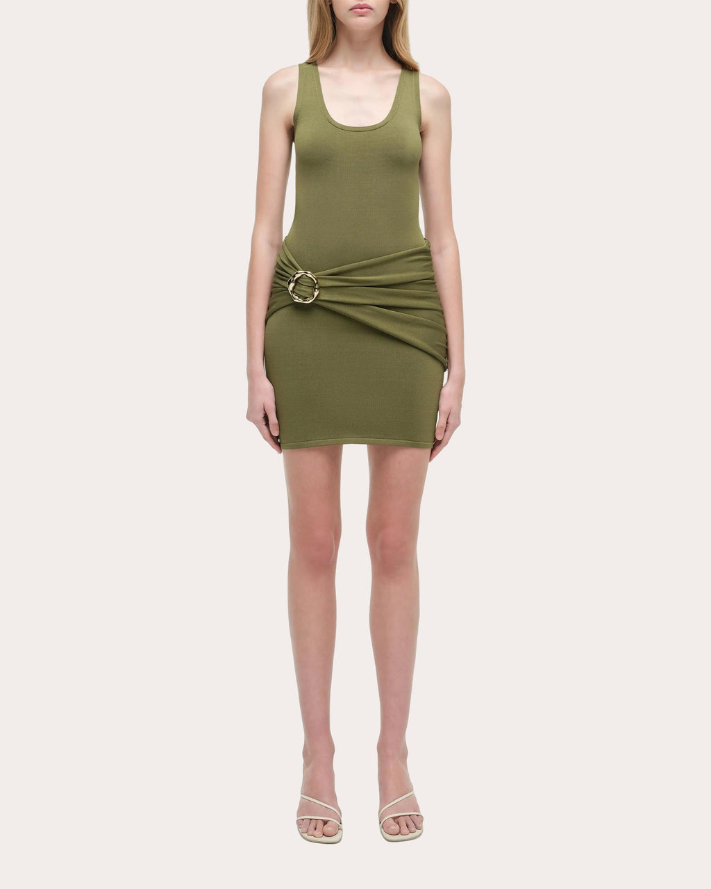 Alivia Gathered Knit Hardware Mini Dress
