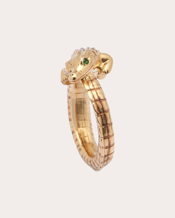Tsavorite & 18k Gold Alligator Pinky Ring