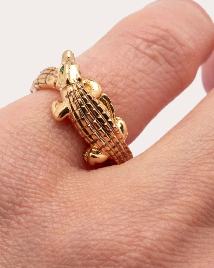 Tsavorite & 18k Gold Alligator Pinky Ring