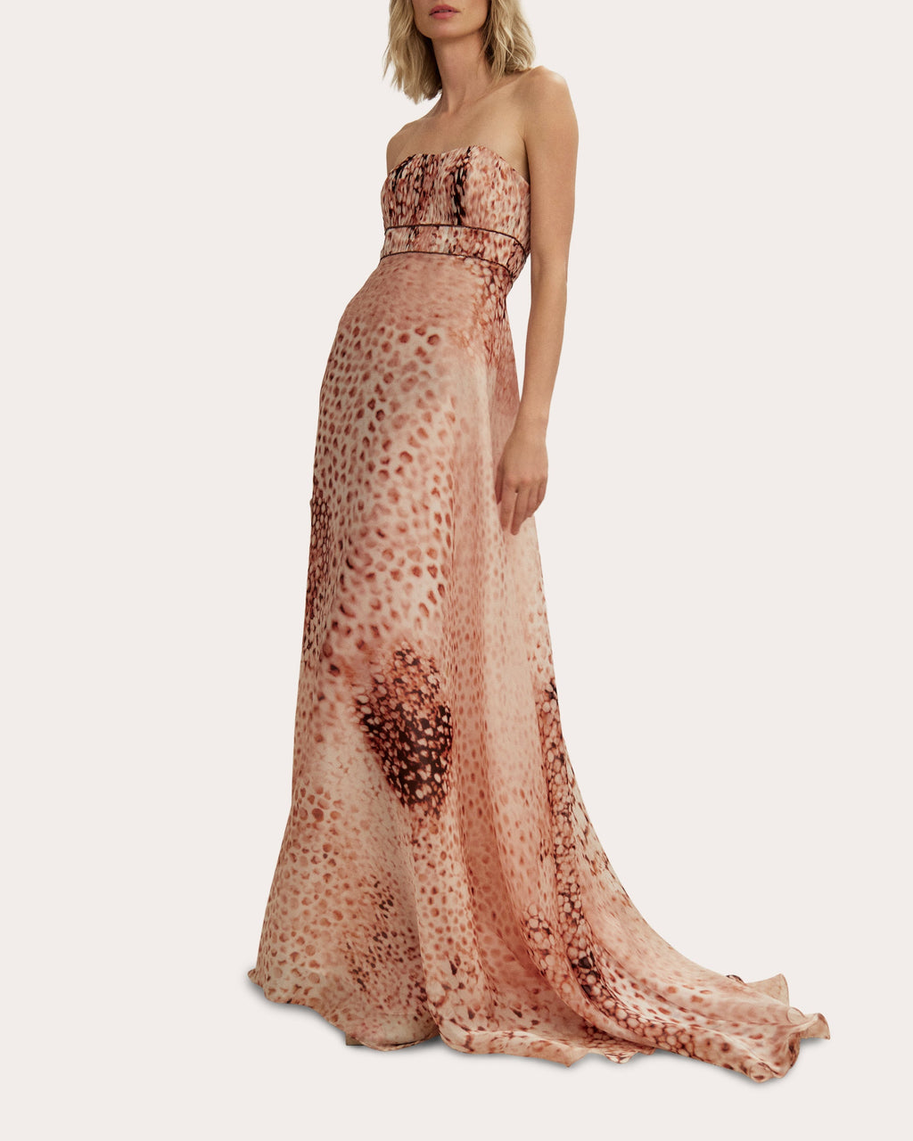 Amapola Printed Silk Empire-Waist Gown