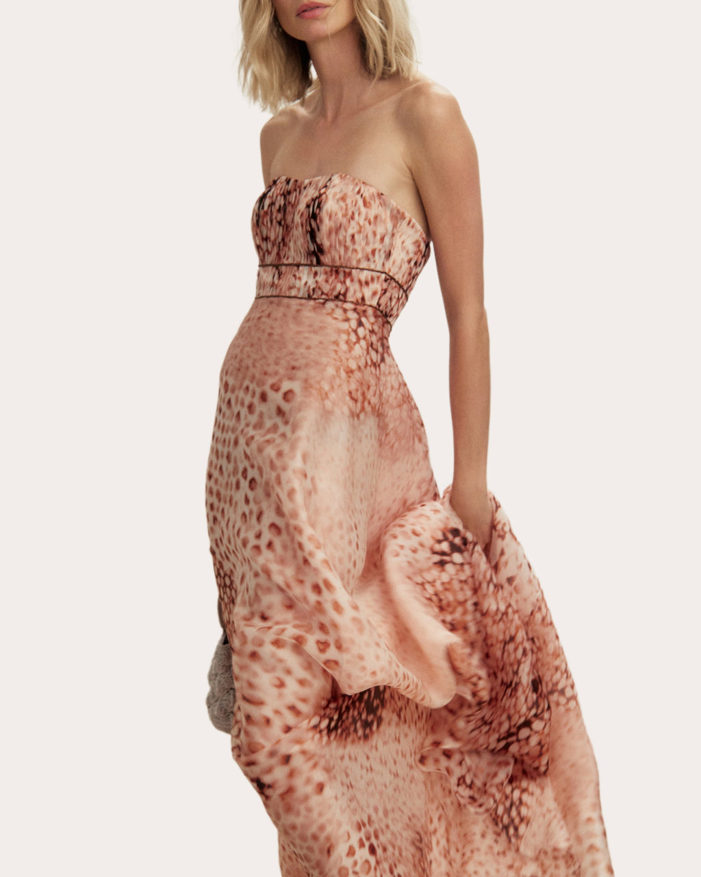 Amapola Printed Silk Empire-Waist Gown