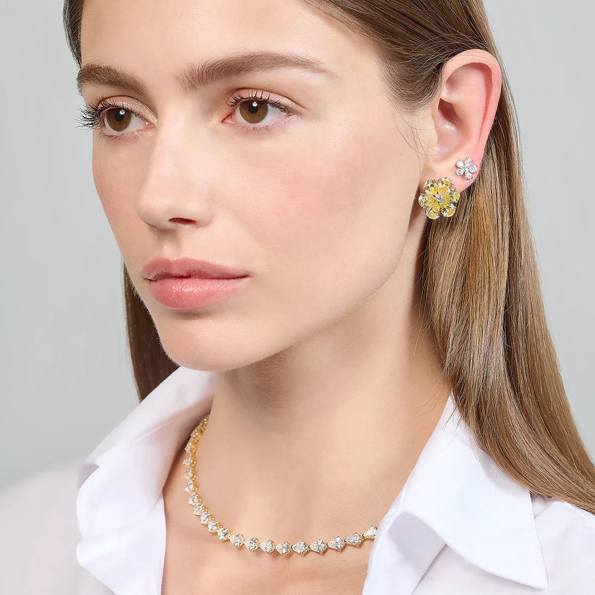 Diamond Marguerite Floral Convertible Earrings