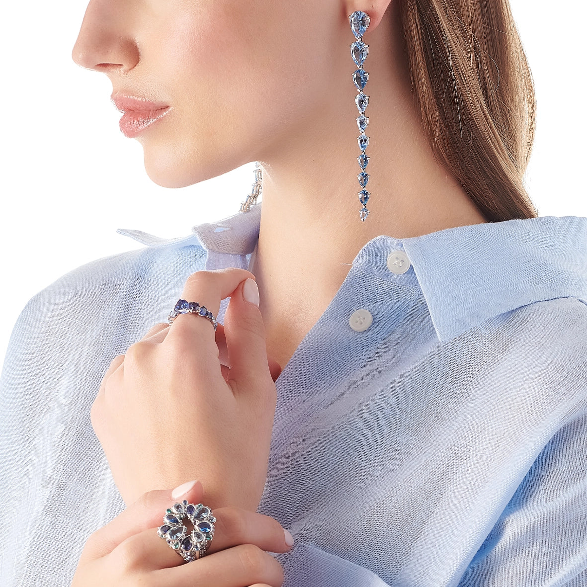 Baby Blue Aquamarine Nova Drop Earrings